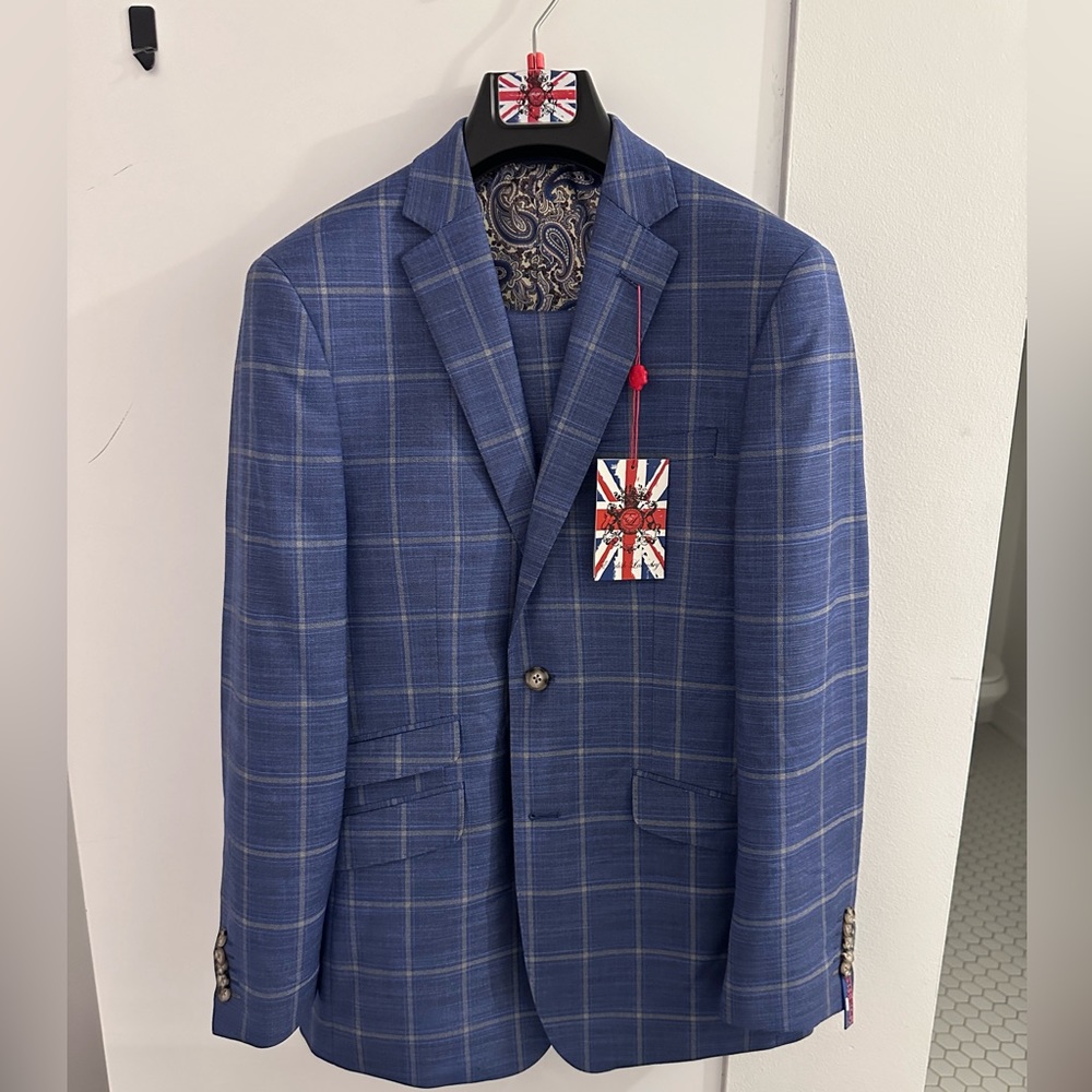English Laundry Plaid Suit Blue NEW w/ tags 36R